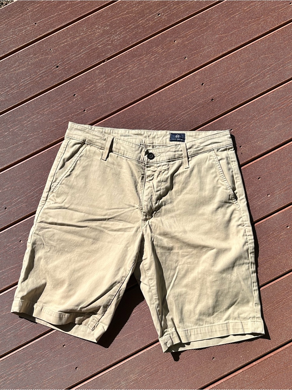 Ag Adriano Goldschmied Men's Light Khaki Flat Front Shorts